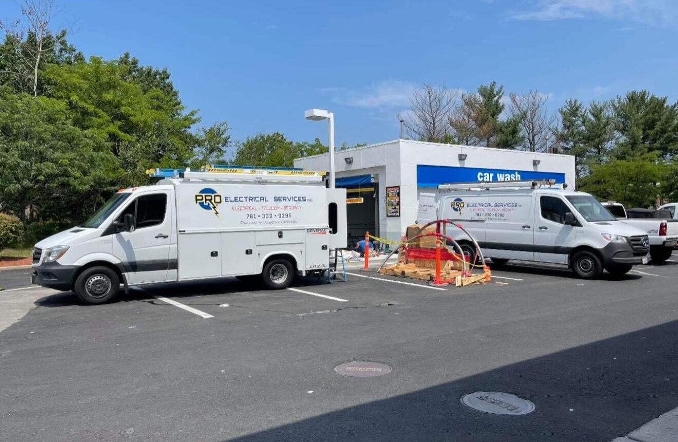 Pro Electrical Services team working on a commercial project in Boston